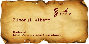 Zimonyi Albert névjegykártya